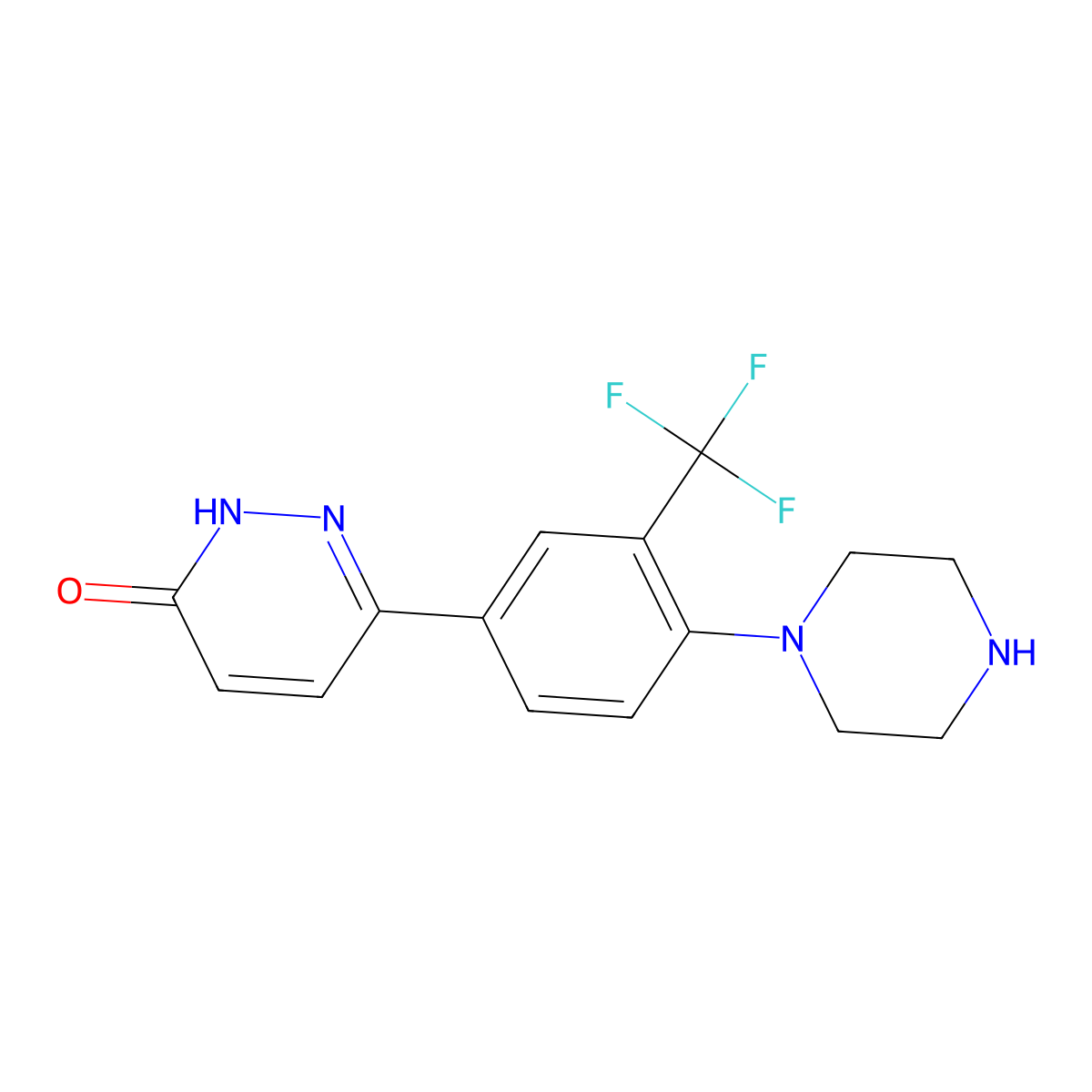 6-(4-(piperazin-1-yl)-3-(trifluoromethyl)phenyl)pyridazin-3(2H)-one molecular structure, CAS 1187874-30-1