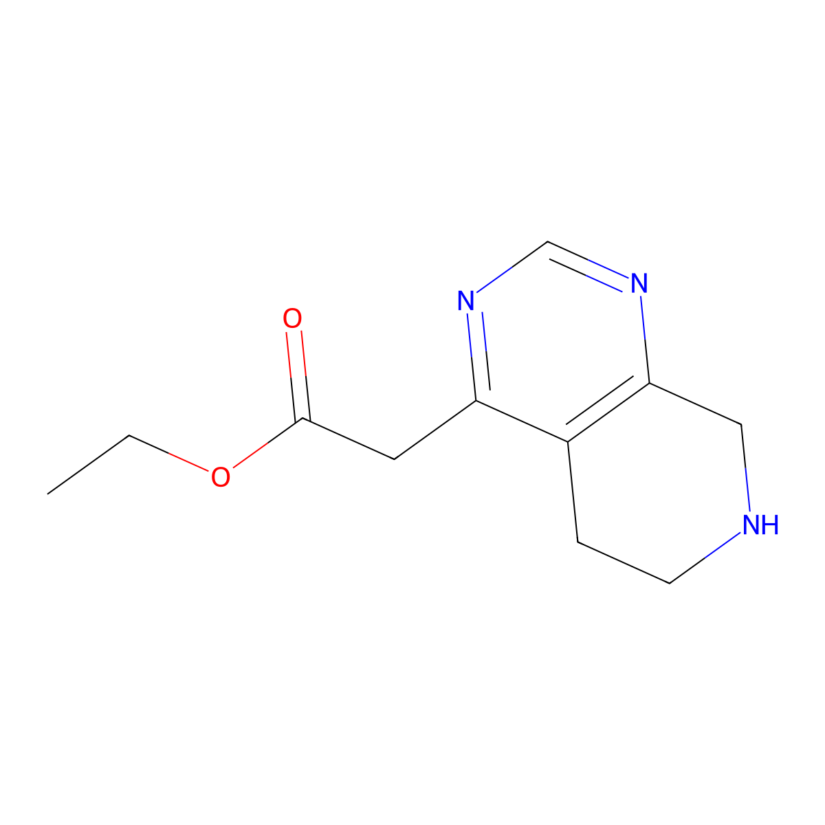 Ethyl 2-(5,6,7,8-tetrahydropyrido[3,4-d]pyrimidin-4-yl)acetate molecular structure, CAS 1187884-08-7