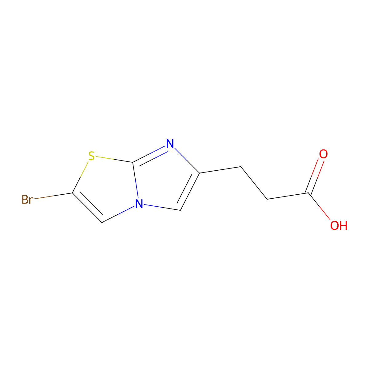 2-bromo-Imidazo[2,1-b]thiazole-6-propanoic acid molecular structure, CAS 1187884-13-4