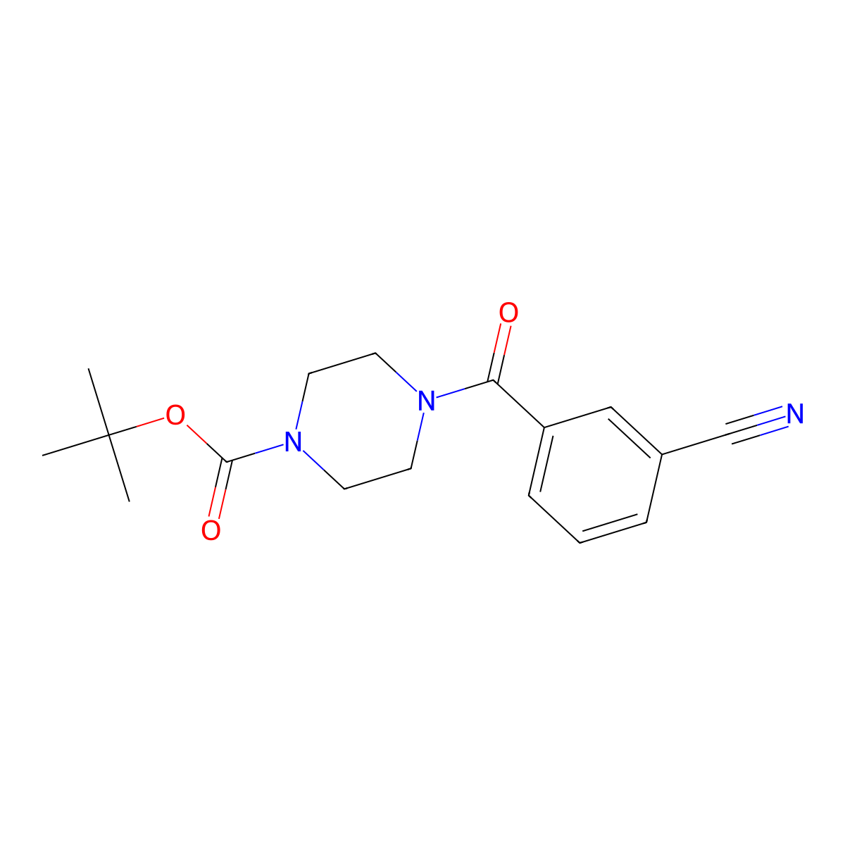 Tert-butyl 4-(3-cyanobenzoyl)piperazine-1-carboxylate molecular structure, CAS 1187890-40-9