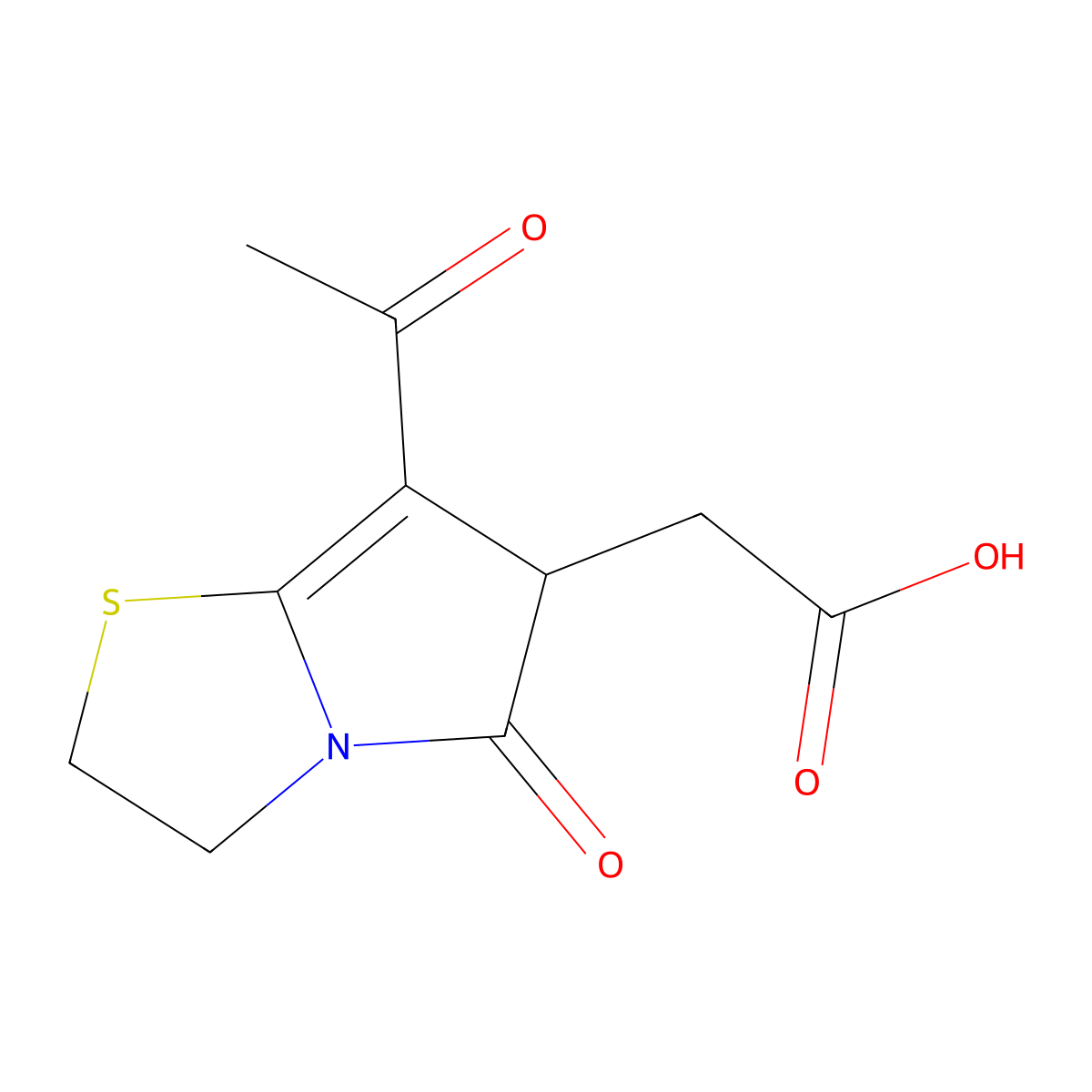2-(7-Acetyl-5-oxo-2,3,5,6-tetrahydropyrrolo[2,1-b]thiazol-6-yl)acetic acid molecular structure, CAS 118792-70-4