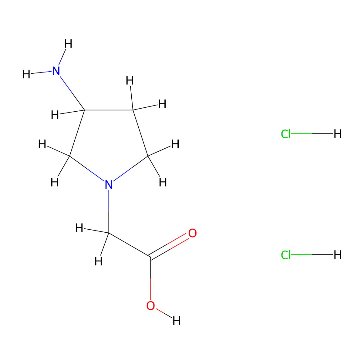 2-(3-Aminopyrrolidin-1-yl)acetic acid dihydrochloride molecular structure, CAS 1187926-97-1