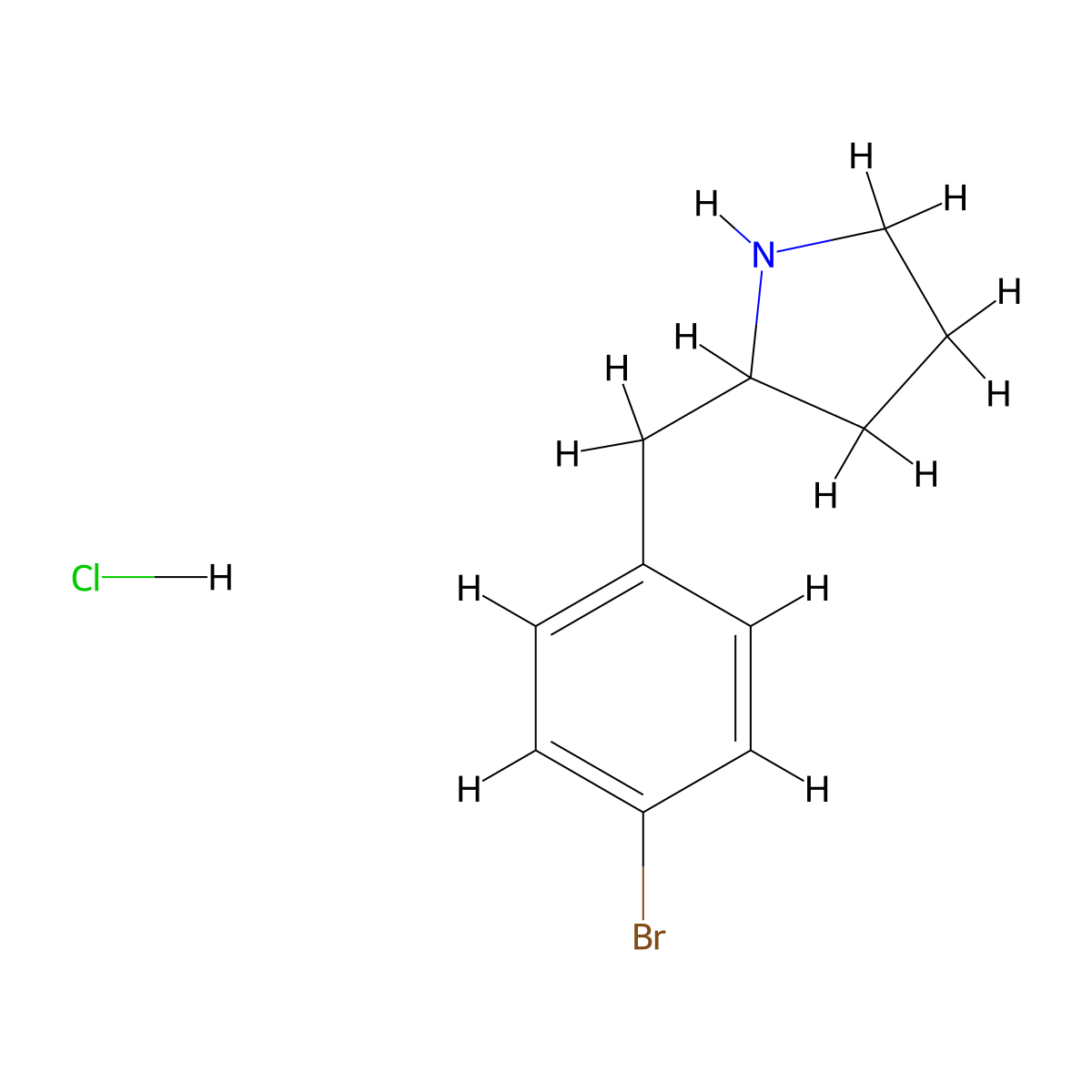 2-((4-Bromophenyl)methyl)pyrrolidine hydrochloride molecular structure, CAS 1187927-02-1