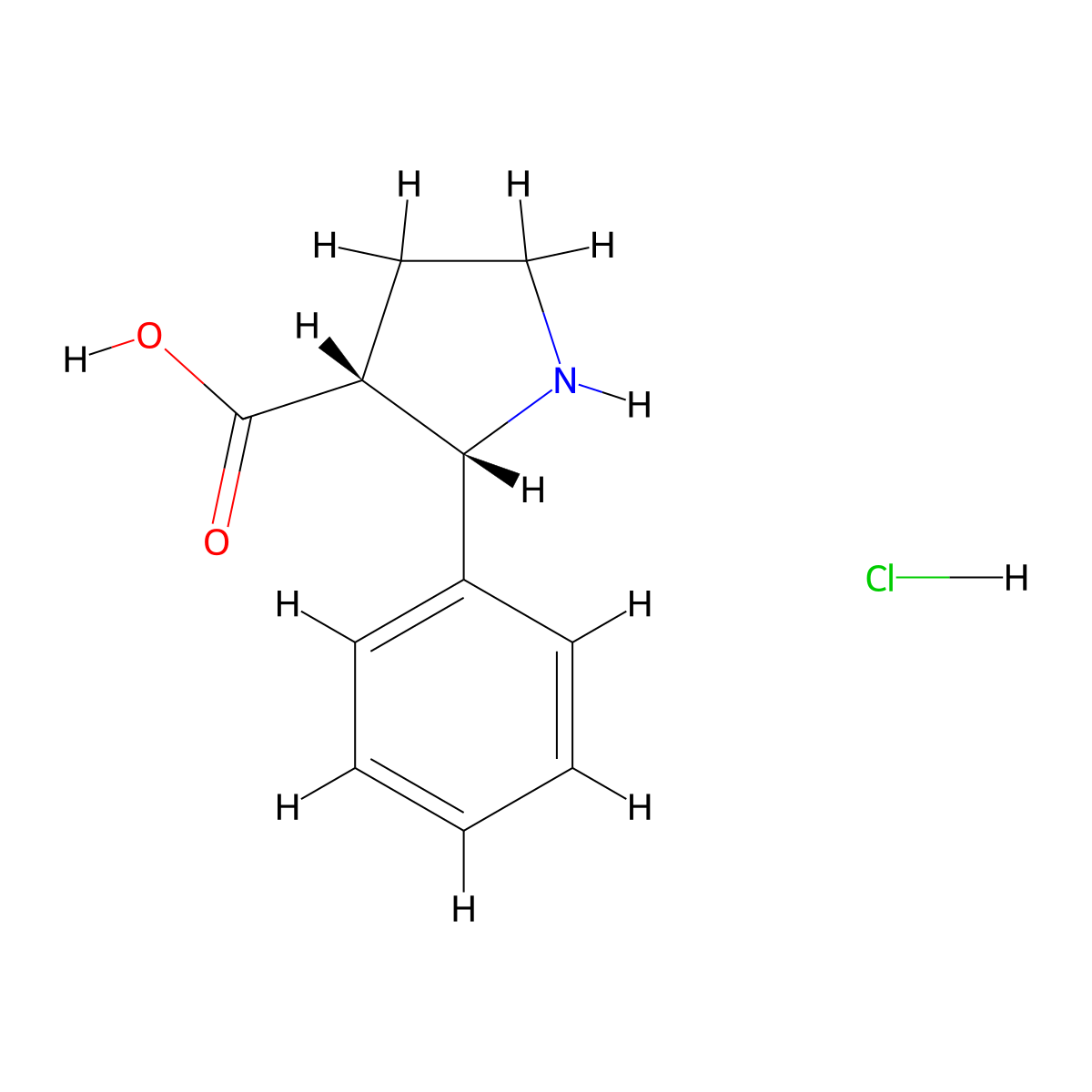 (2S,3R)-2-phenylpyrrolidine-3-carboxylic acid hydrochloride molecular structure, CAS 1187927-05-4