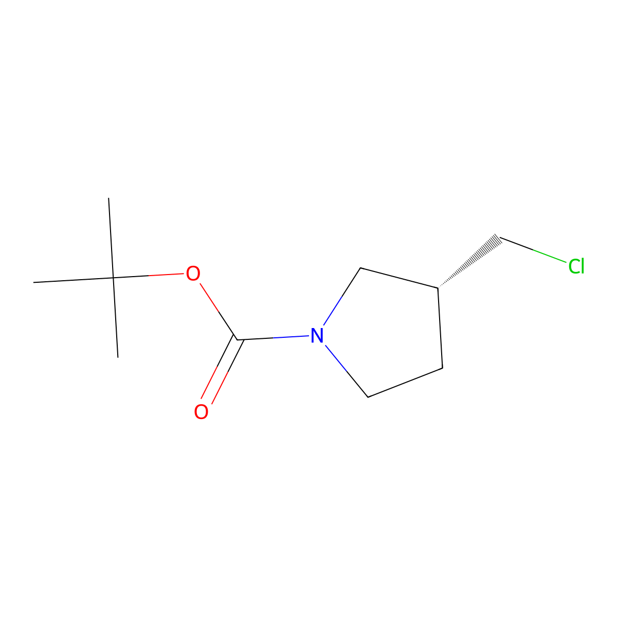 (R)-tert-butyl 3-(chloromethyl)pyrrolidine-1-carboxylate molecular structure, CAS 1187927-12-3