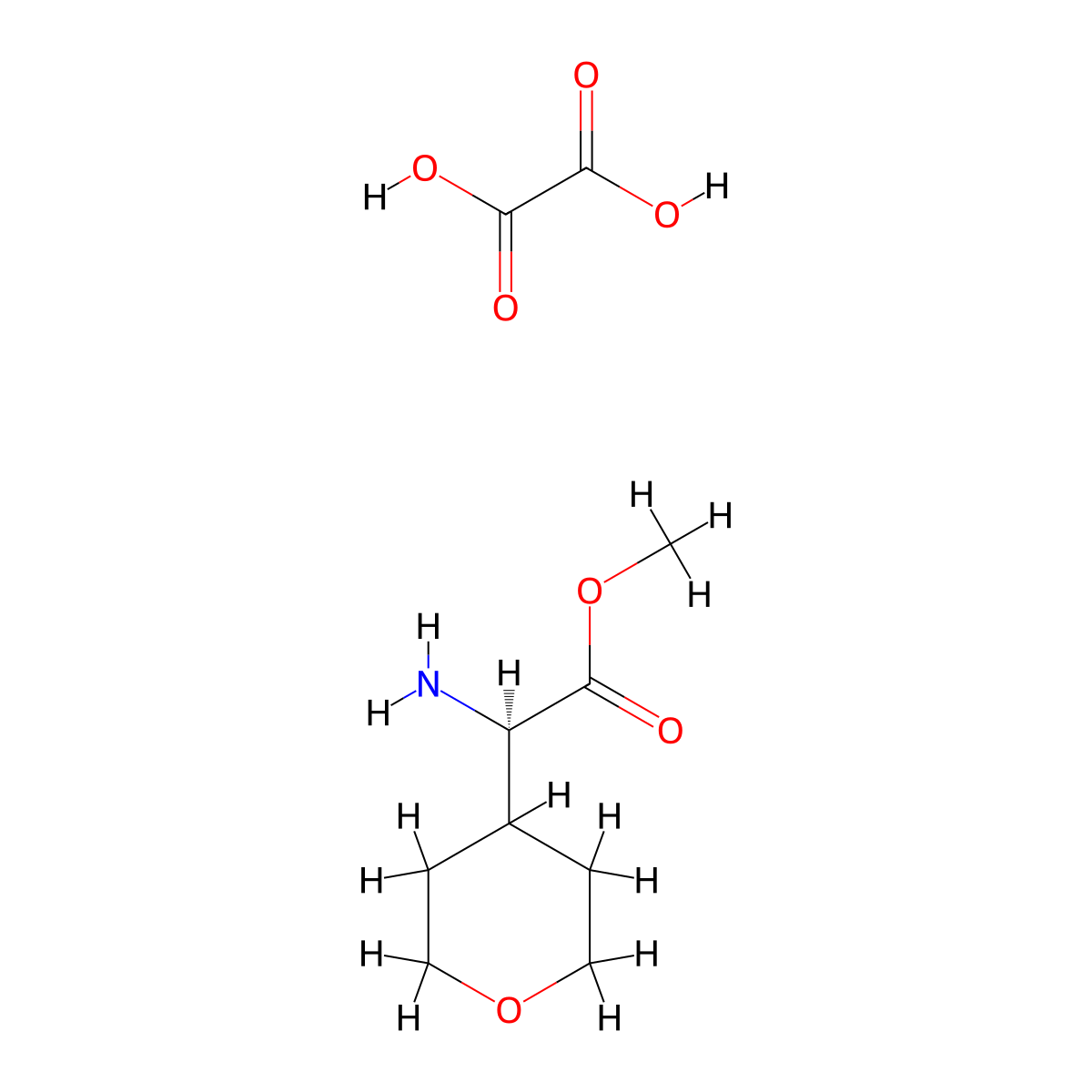 (R)-Amino-(tetrahydro-pyran-4-yl)-acetic acid methyl ester oxalate molecular structure, CAS 1187927-13-4