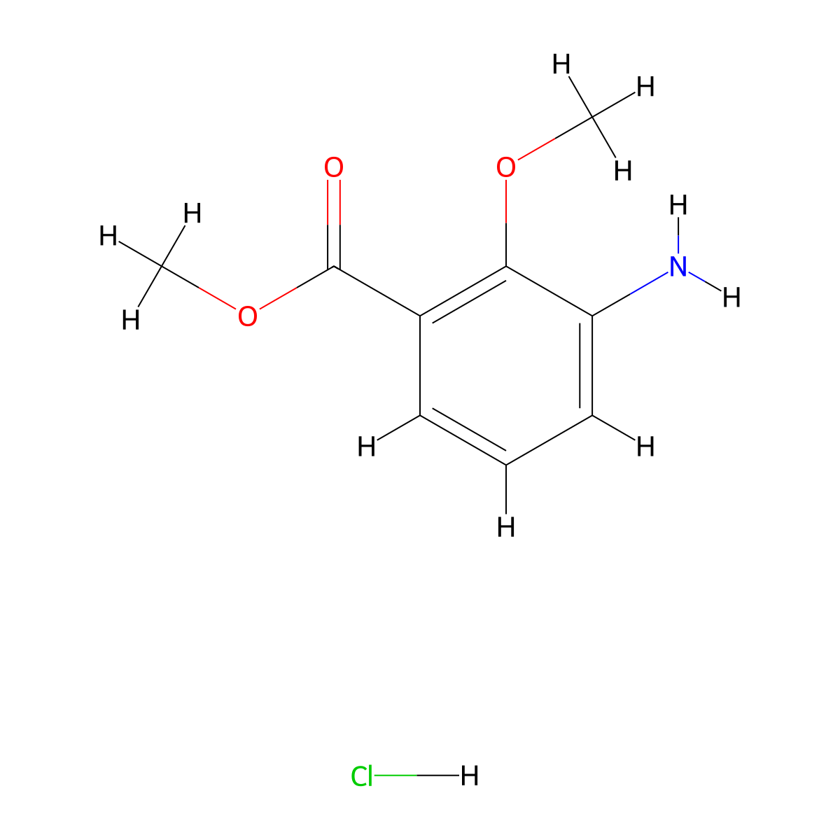 Methyl 3-amino-2-methoxybenzoate hydrochloride molecular structure, CAS 1187927-19-0