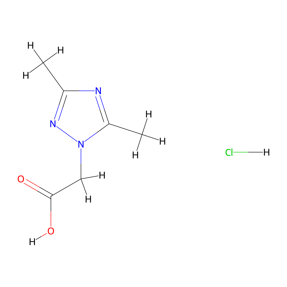 2-(dimethyl-1H-1,2,4-triazol-1-yl)acetic acid hydrochloride molecular structure, CAS 1187927-35-0