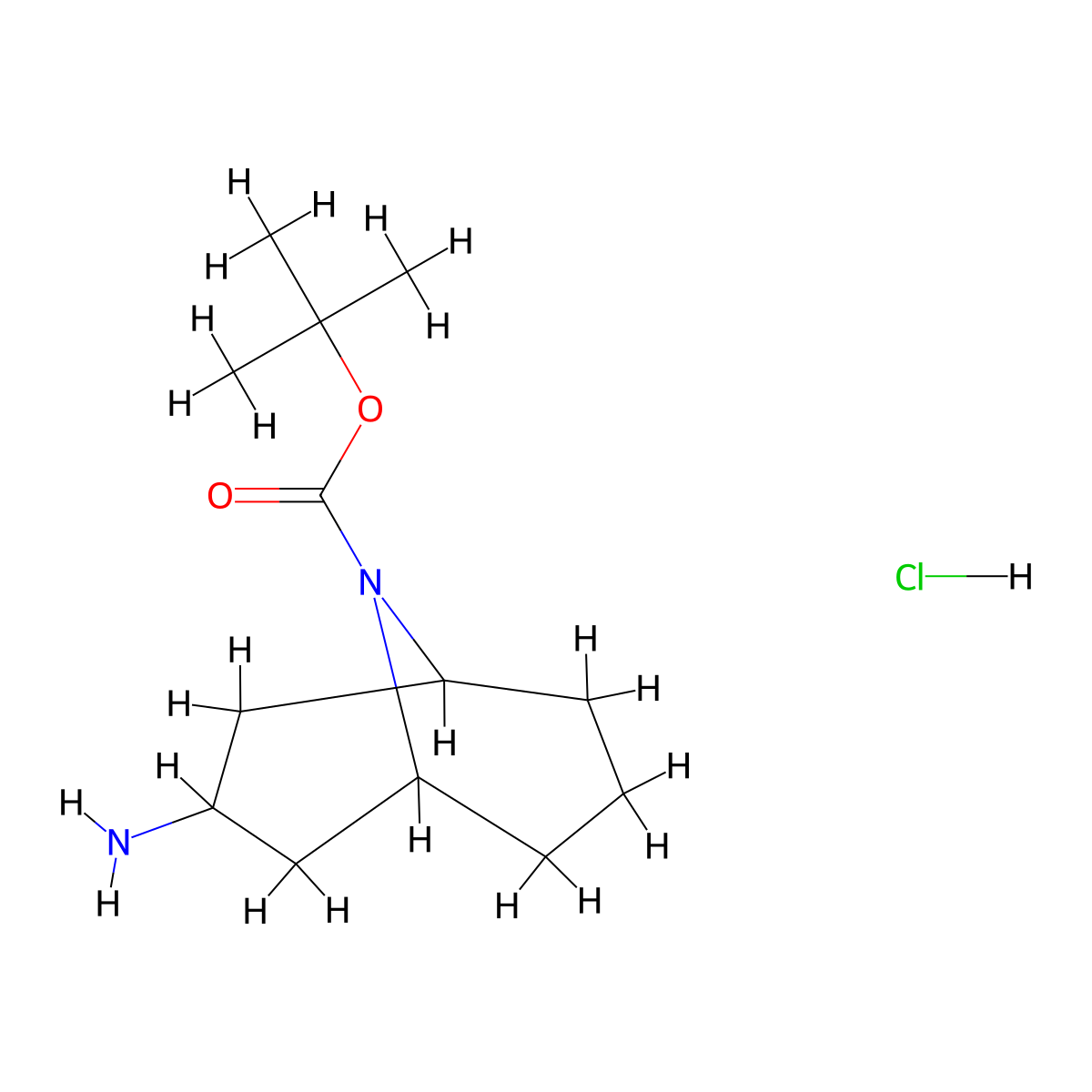 3-Amino-9-aza-bicyclo[3.3.1]nonane-9-carboxylic acid tert-butyl ester hydrochloride molecular structure, CAS 1187927-41-8