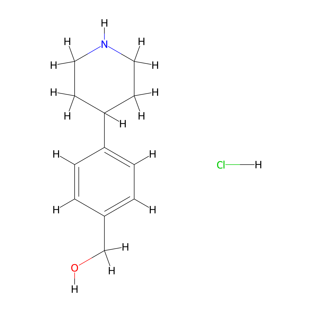 [4-(Piperidin-4-yl)phenyl]methanol hydrochloride molecular structure, CAS 1187927-60-1