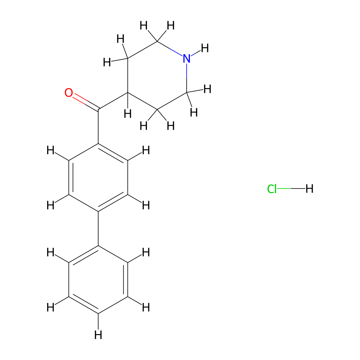 Biphenyl-4-YL-piperidin-4-YL-methanone hydrochloride molecular structure, CAS 1187927-65-6
