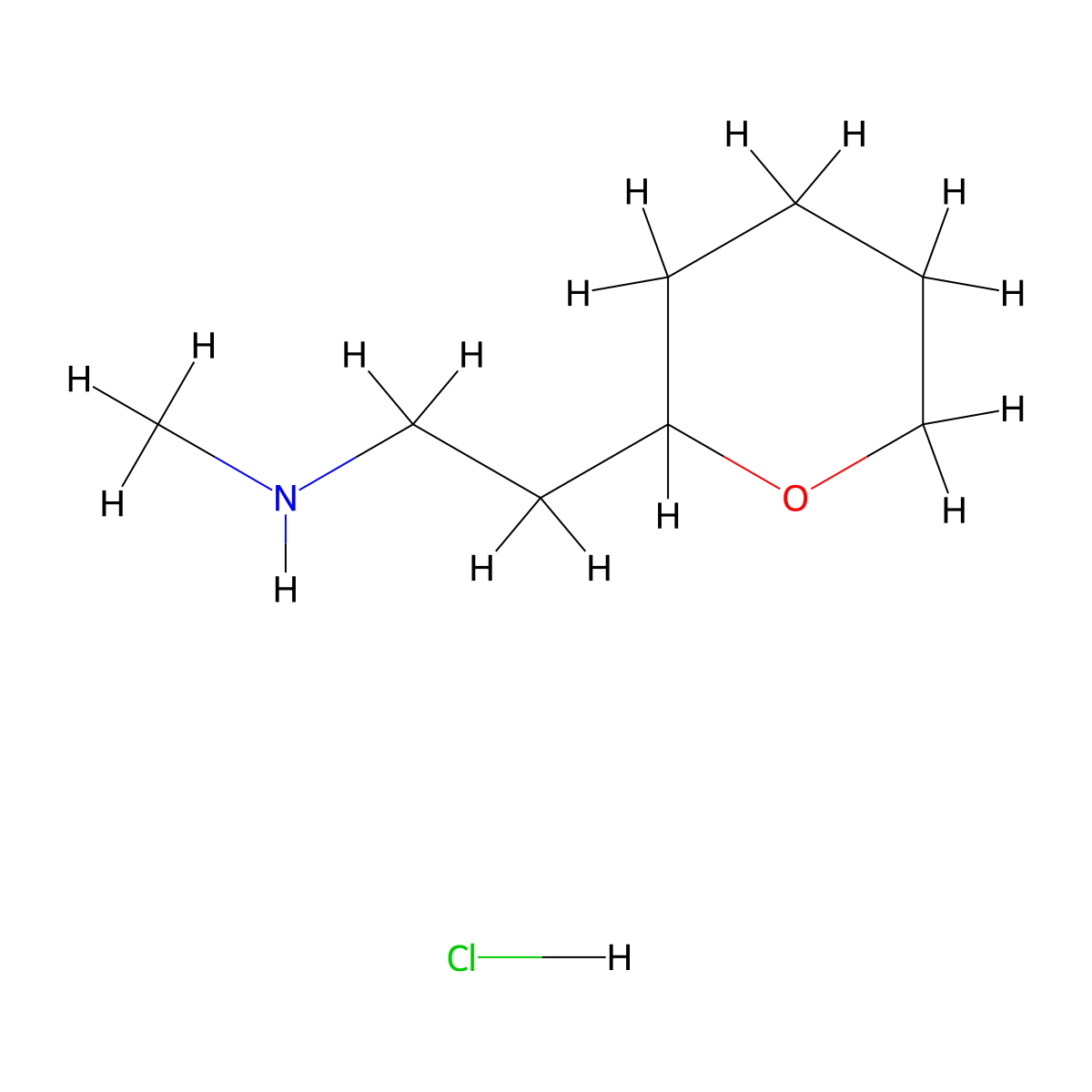 N-Methyl-2-(tetrahydro-2H-pyran-2-YL)ethanamine hydrochloride molecular structure, CAS 1187927-73-6