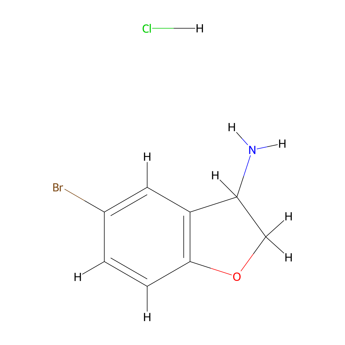 5-Bromo-2,3-dihydro-1-benzofuran-3-amine hydrochloride molecular structure, CAS 1187927-75-8