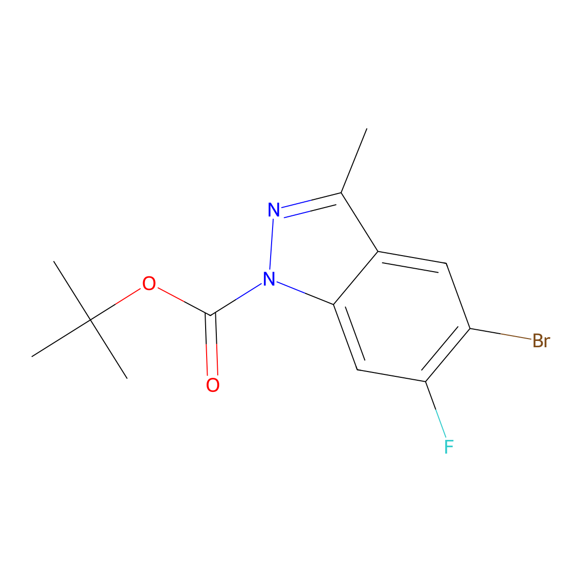 1-Boc-5-bromo-6-fluoro-3-methyl-1H-indazole molecular structure, CAS 1187927-88-3