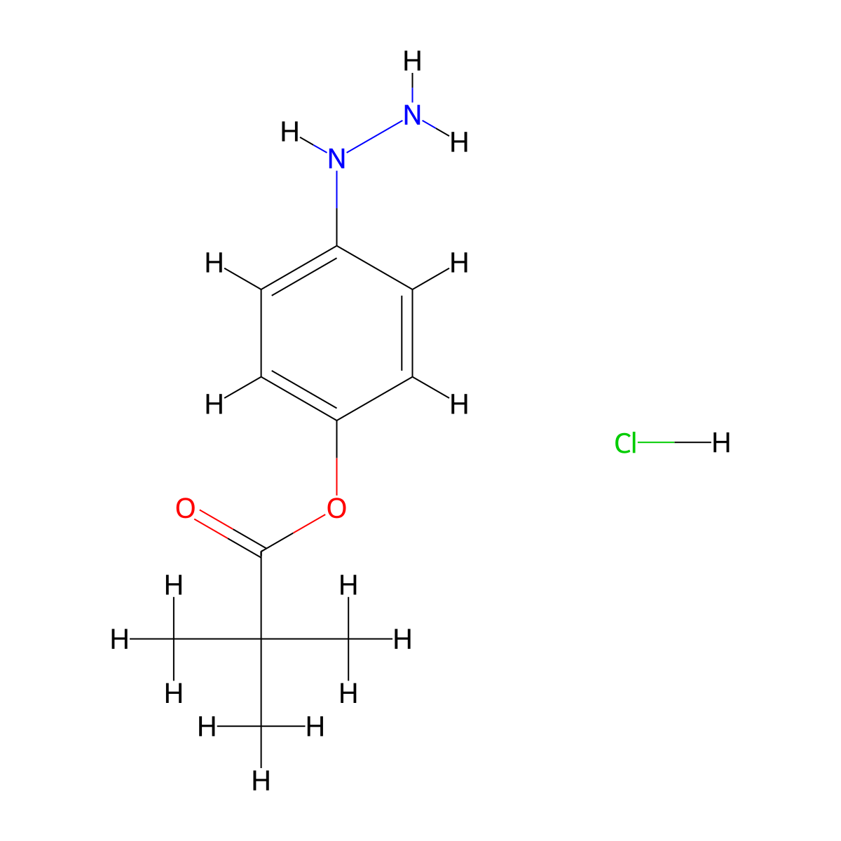 4-Hydrazinylphenyl pivalate hydrochloride molecular structure, CAS 1187927-89-4