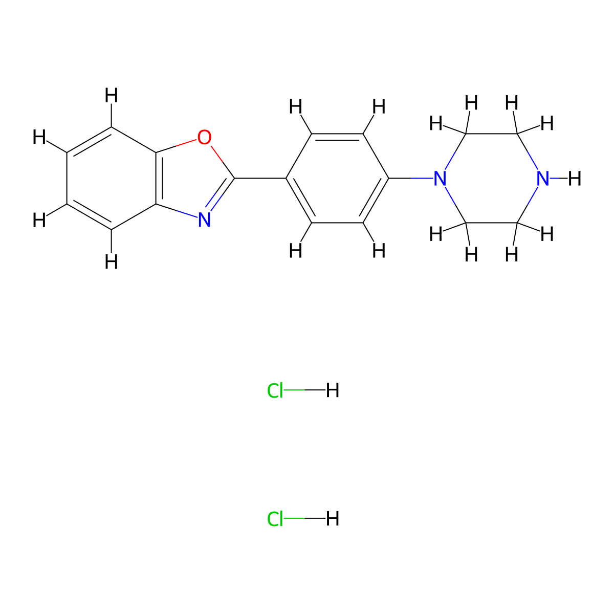 2-(4-Piperazin-1-YL-phenyl)-benzooxazole dihydrochloride molecular structure, CAS 1187927-94-1