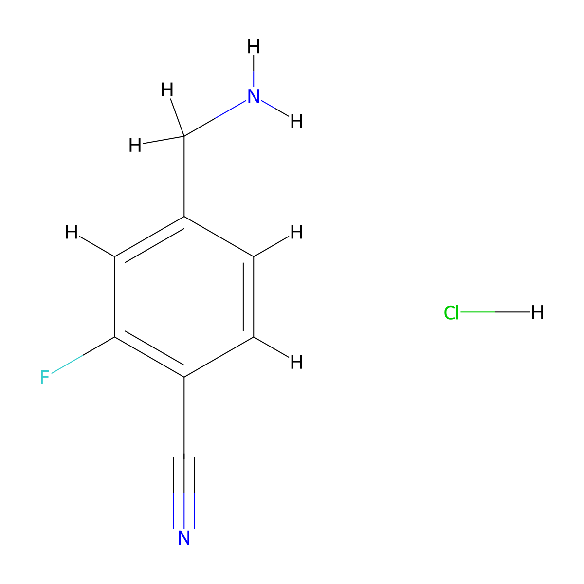 4-(Aminomethyl)-2-fluorobenzonitrile hydrochloride molecular structure, CAS 1187927-96-3
