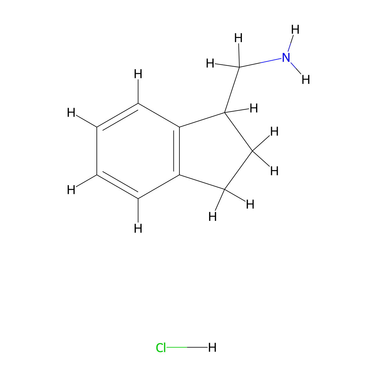 (2,3-dihydro-1H-inden-1-yl)methanamine hydrochloride molecular structure, CAS 1187927-97-4