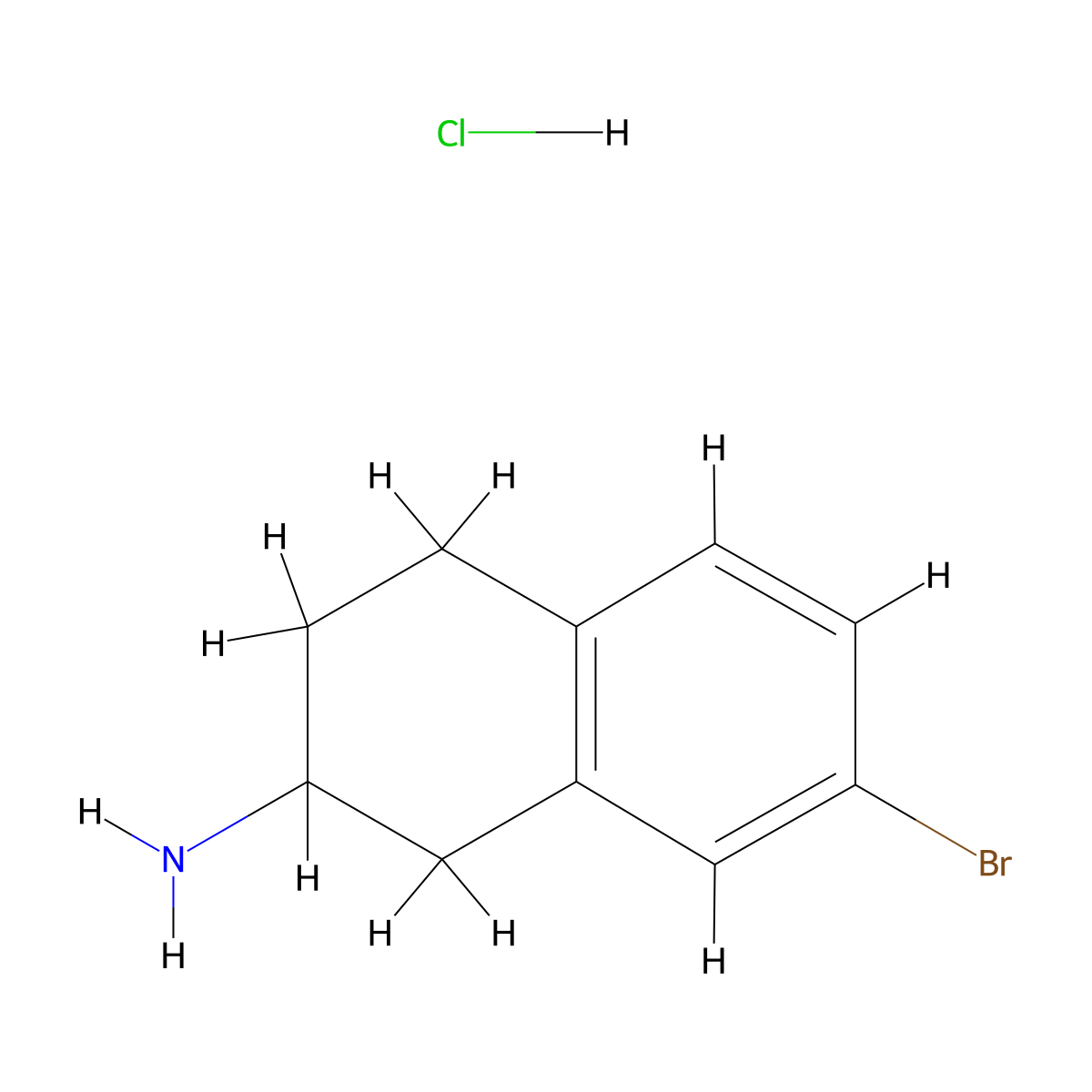7-Bromo-1,2,3,4-tetrahydronaphthalen-2-amine hydrochloride molecular structure, CAS 1187928-01-3