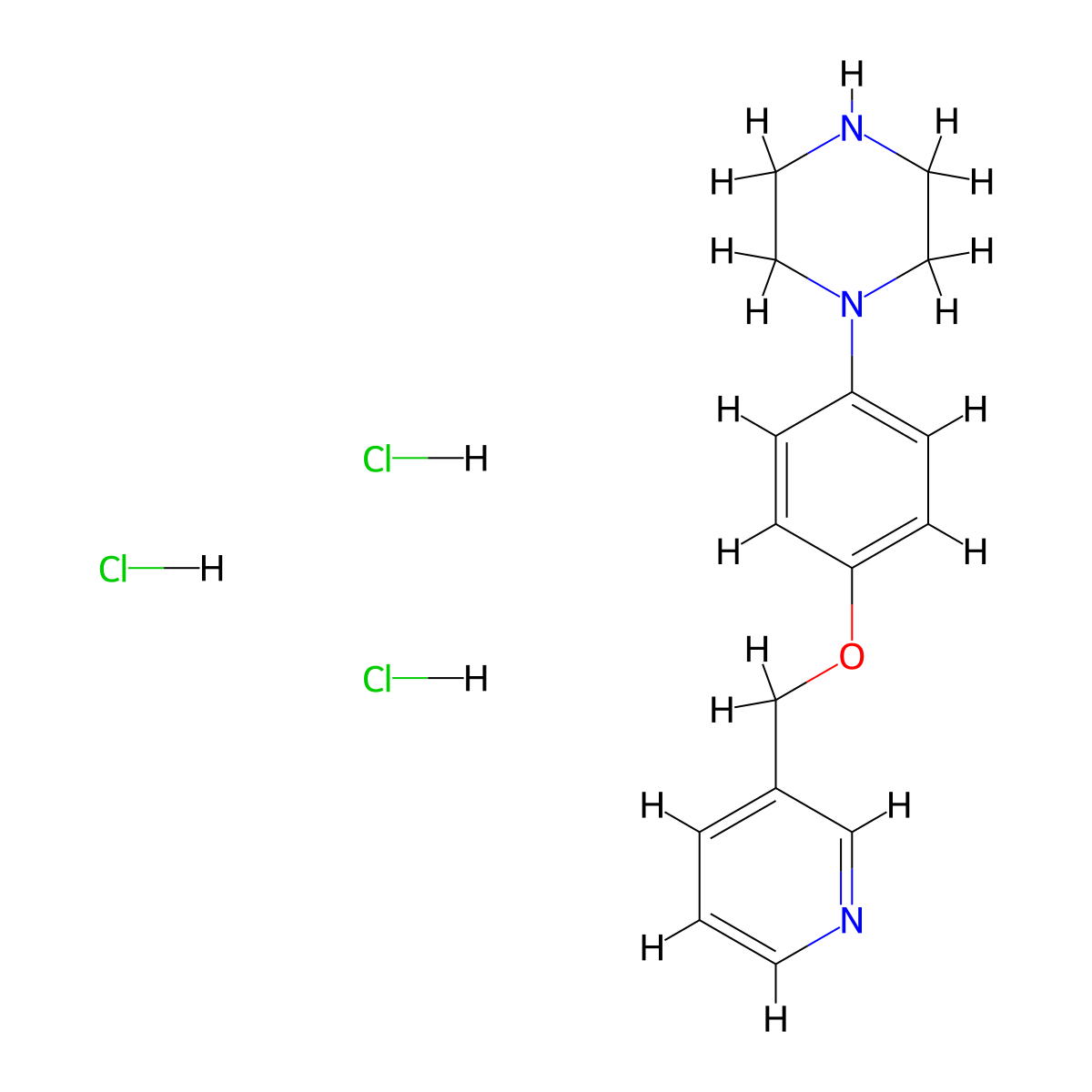1-[4-(Pyridin-3-ylmethoxy)-phenyl]-piperazine trihydrochloride molecular structure, CAS 1187928-13-7