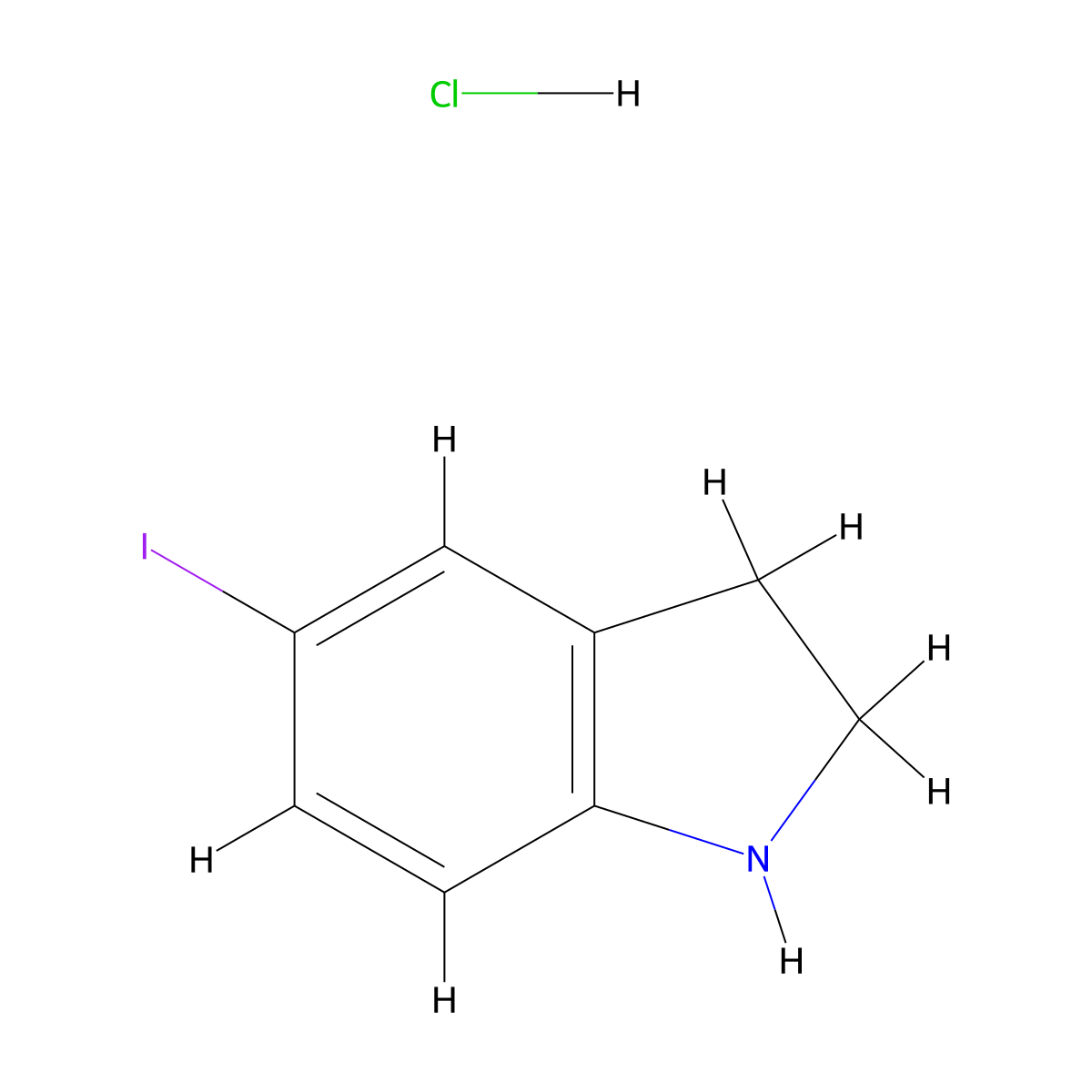 5-Iodoindoline hydrochloride molecular structure, CAS 1187928-16-0