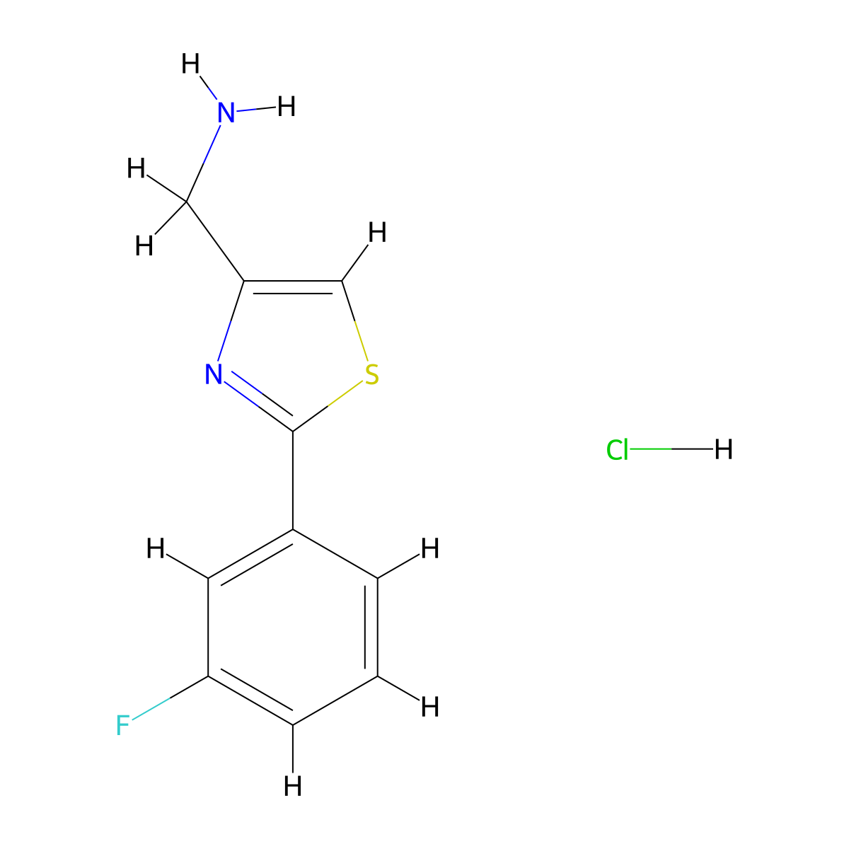 (2-(3-Fluorophenyl)thiazol-4-yl)methanamine hydrochloride molecular structure, CAS 1187928-33-1