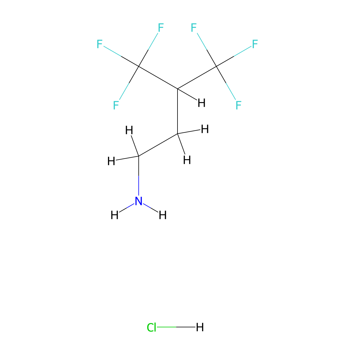 4,4,4-Trifluoro-3-(trifluoromethyl)butan-1-amine hydrochloride molecular structure, CAS 1187928-35-3