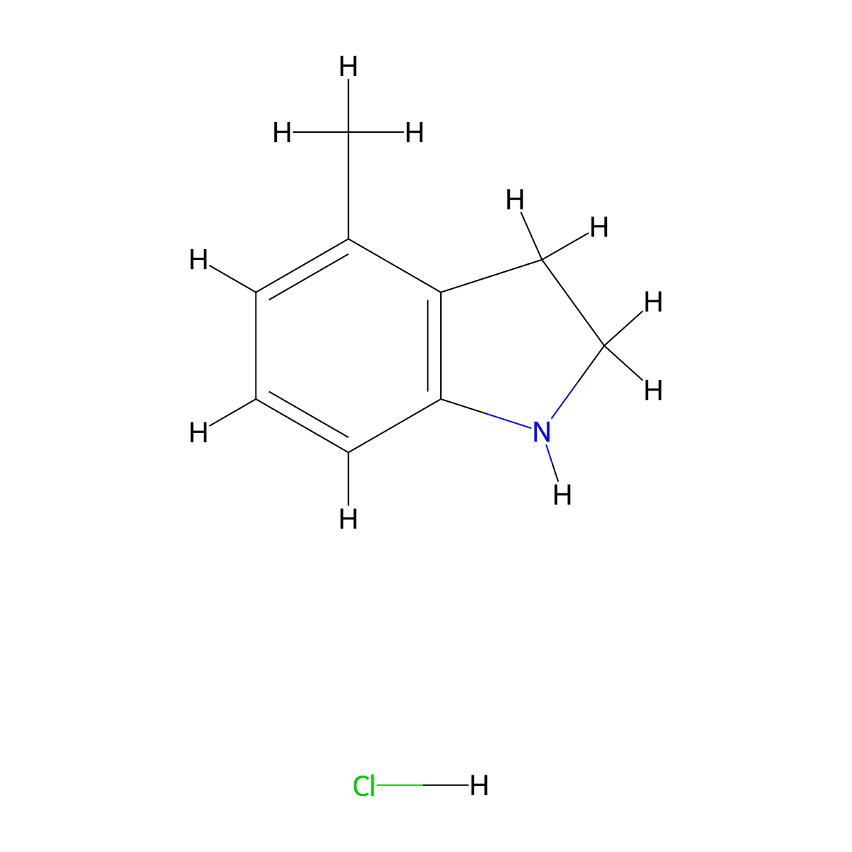 4-methyl-2,3-dihydro-1H-indole hydrochloride molecular structure, CAS 1187928-38-6