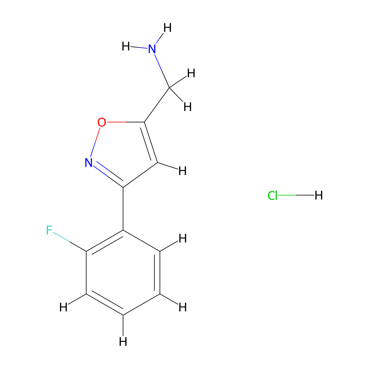 1-(3-(2-Fluorophenyl)-1,2-oxazol-5-yl)methanamine hydrochloride molecular structure, CAS 1187928-55-7
