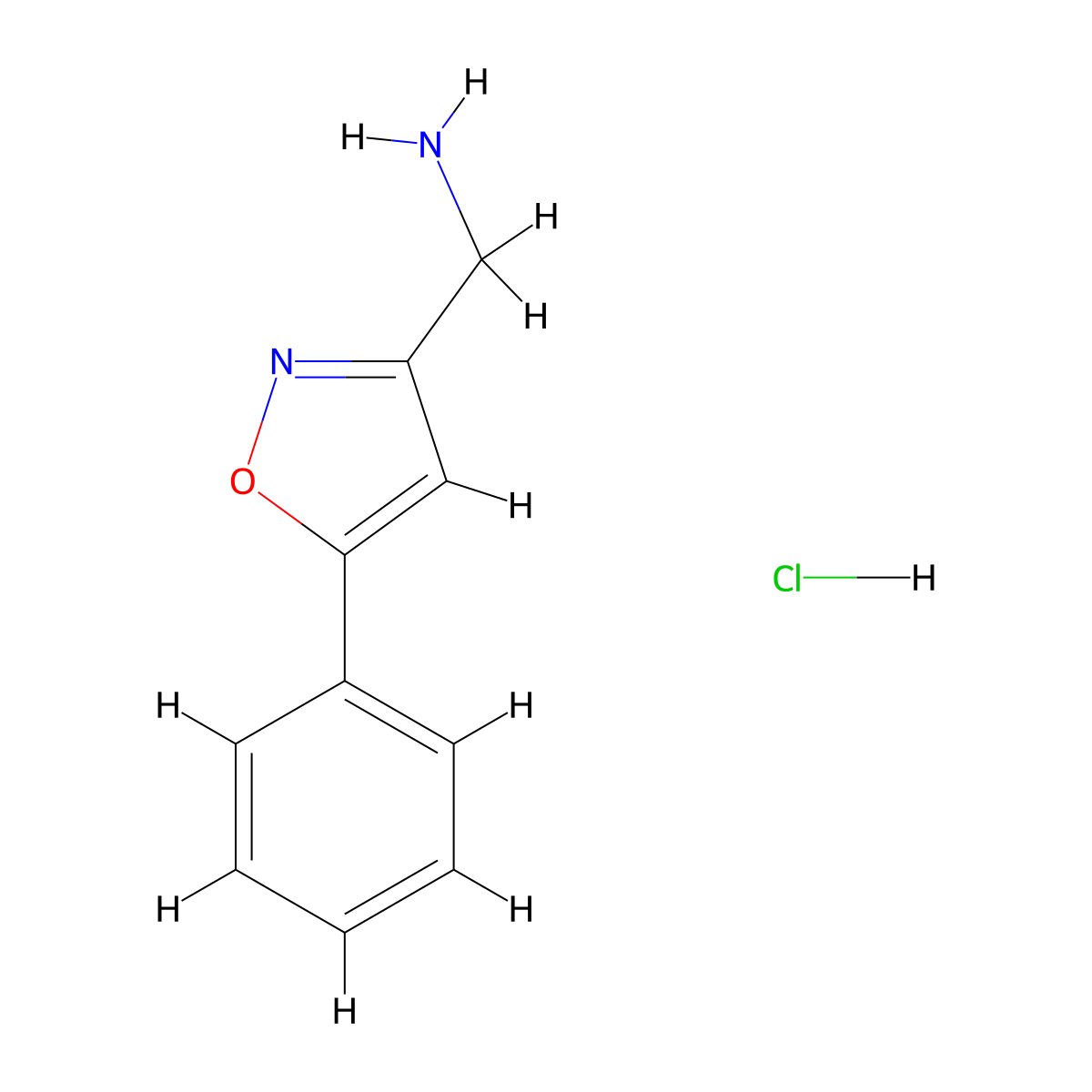 (5-Phenyl-1,2-oxazol-3-yl)methanamine hydrochloride molecular structure, CAS 1187928-65-9