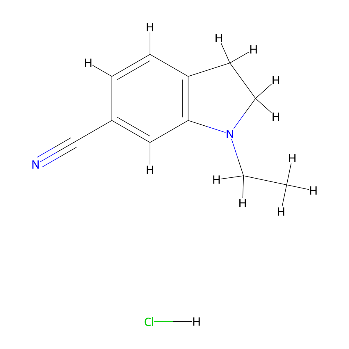 1-Ethylindoline-6-carbonitrile hydrochloride molecular structure, CAS 1187928-73-9