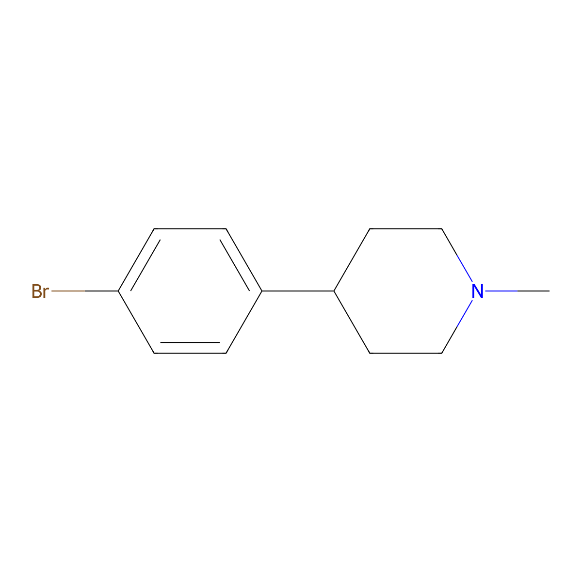 4-(4-Bromophenyl)-1-methylpiperidine molecular structure, CAS 1187928-85-3