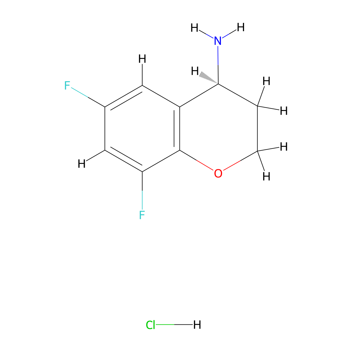 (4S)-6,8-difluoro-3,4-dihydro-2H-1-benzopyran-4-amine hydrochloride molecular structure, CAS 1187928-90-0