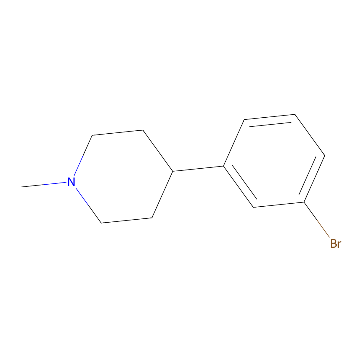 4-(3-Bromophenyl)-1-methylpiperidine molecular structure, CAS 1187928-92-2