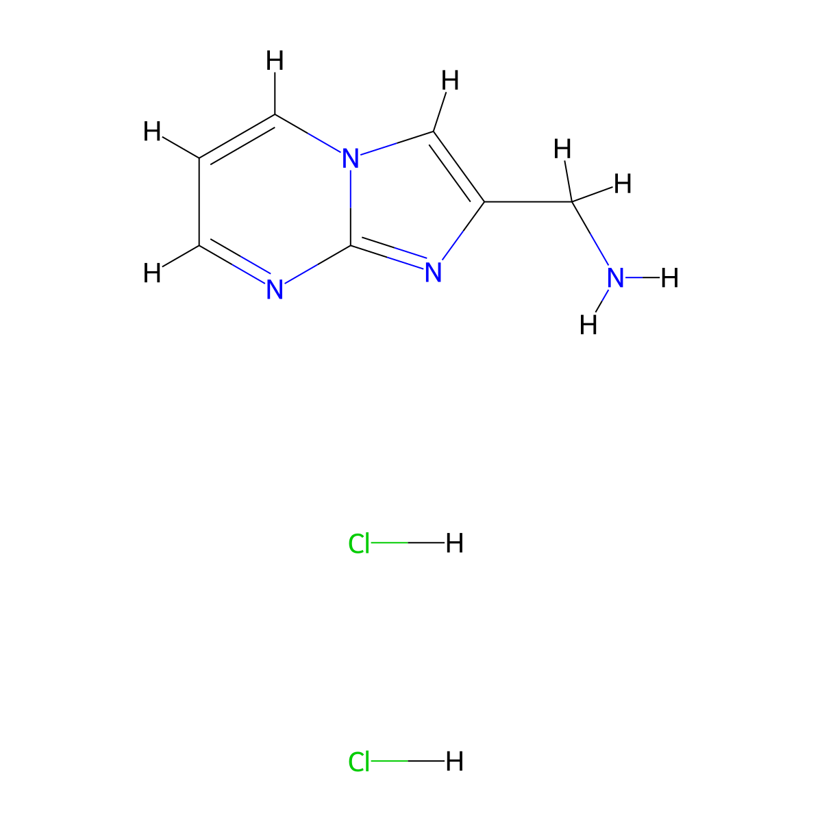 Imidazo[1,2-a]pyrimidin-2-ylmethanamine dihydrochloride molecular structure, CAS 1187928-99-9
