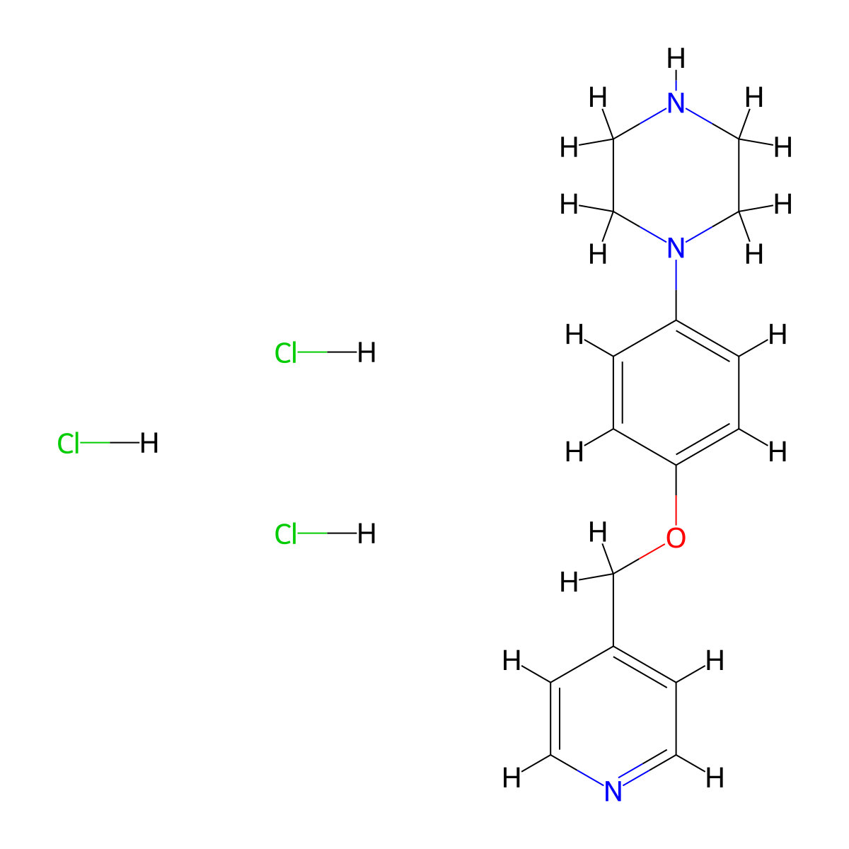 1-[4-(Pyridin-4-ylmethoxy)-phenyl]-piperazine trihydrochloride molecular structure, CAS 1187929-05-0