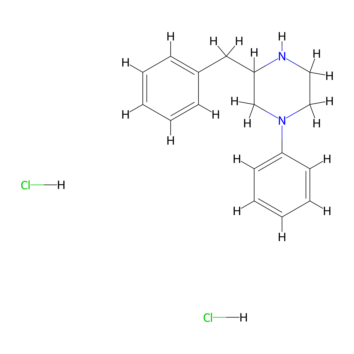 3-Benzyl-1-phenyl-piperazine dihydrochloride molecular structure, CAS 1187929-13-0