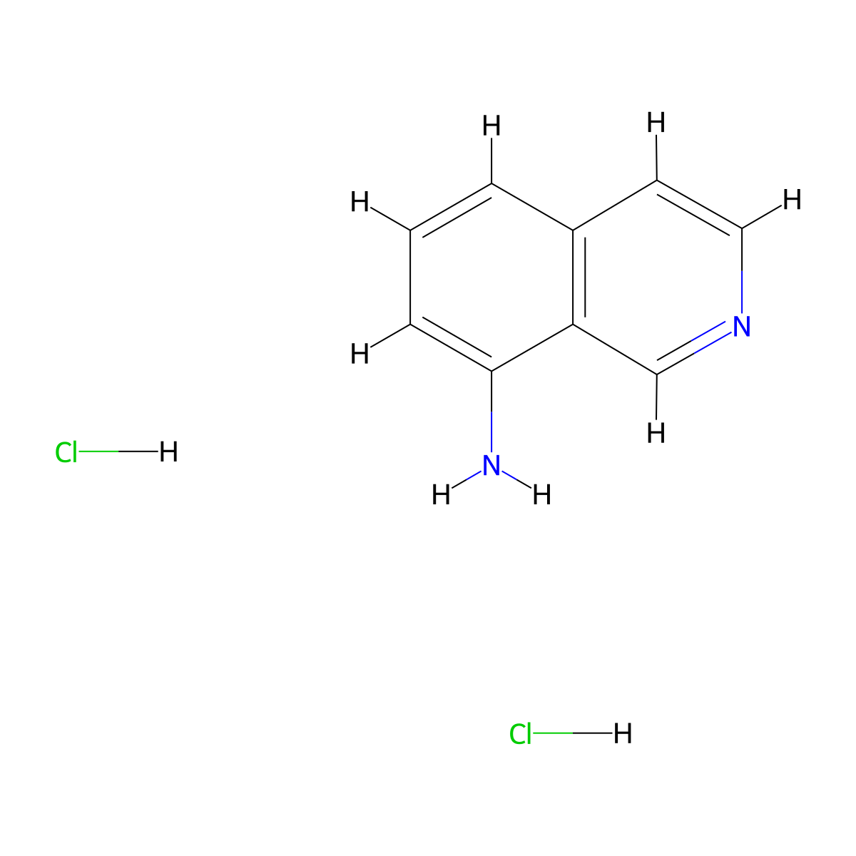 Isoquinolin-8-amine dihydrochloride molecular structure, CAS 1187929-16-3