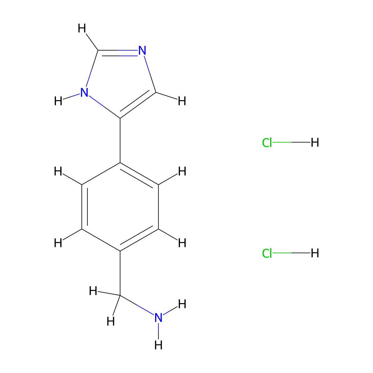 (4-(1H-imidazol-4-yl)phenyl)methanamine dihydrochloride molecular structure, CAS 1187929-18-5