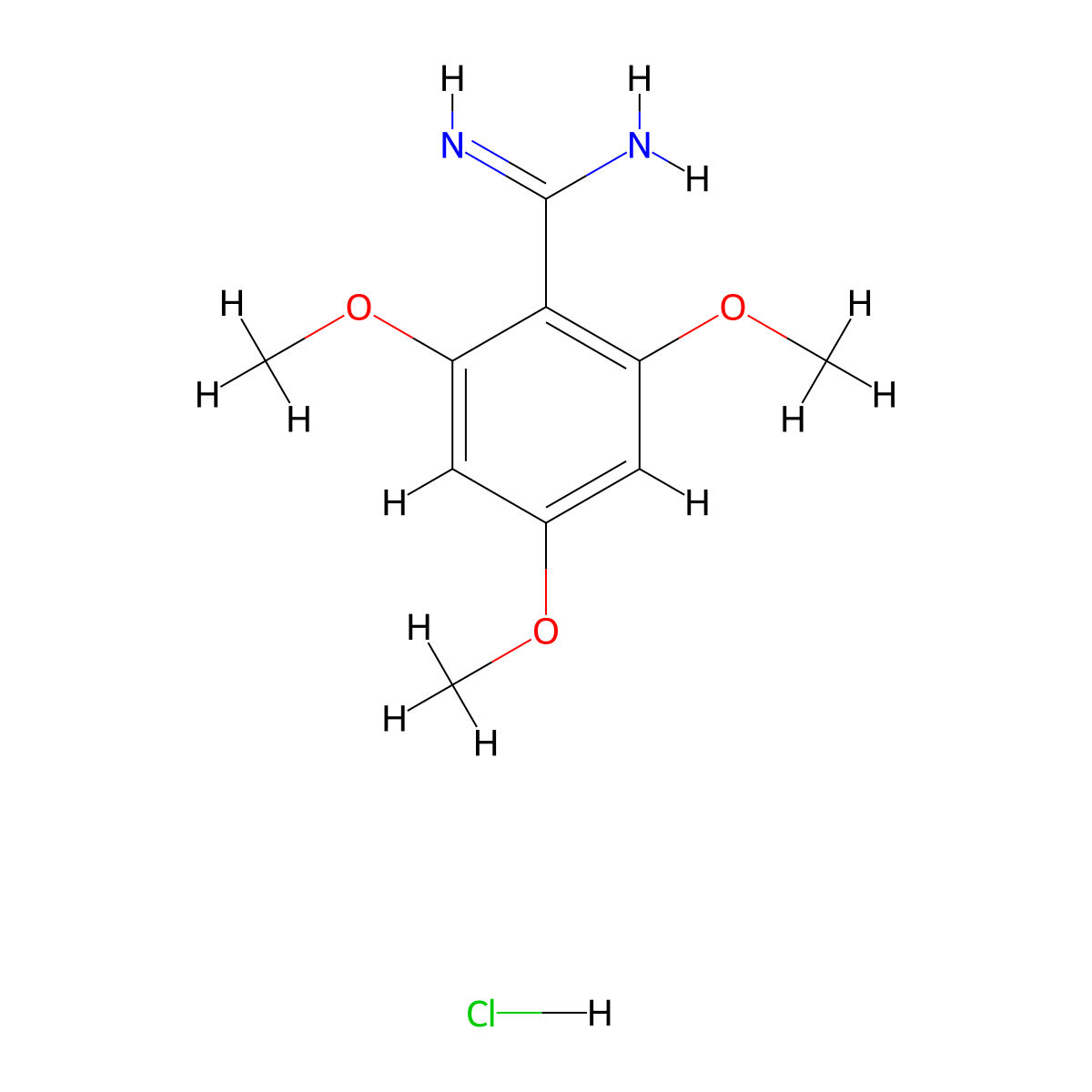 2,4,6-Trimethoxybenzene-1-carboximidamide hydrochloride molecular structure, CAS 1187929-24-3