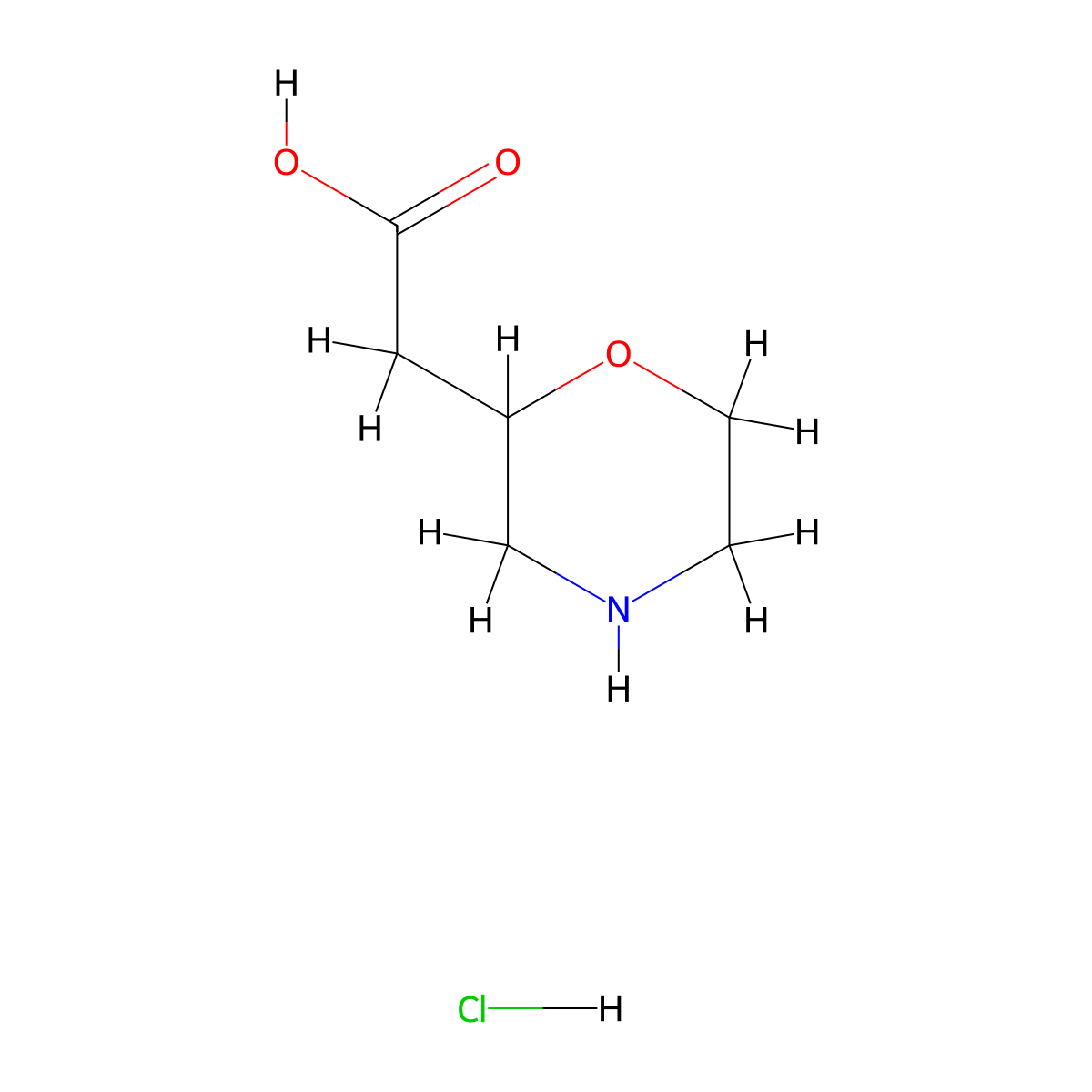 2-(Morpholin-2-yl)acetic acid hydrochloride molecular structure, CAS 1187929-25-4