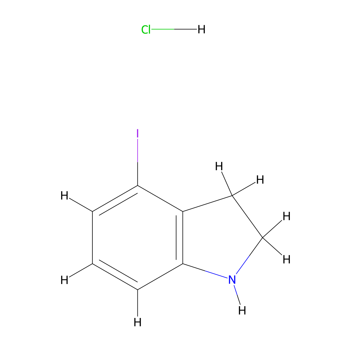 4-Iodoindoline hydrochloride molecular structure, CAS 1187929-37-8