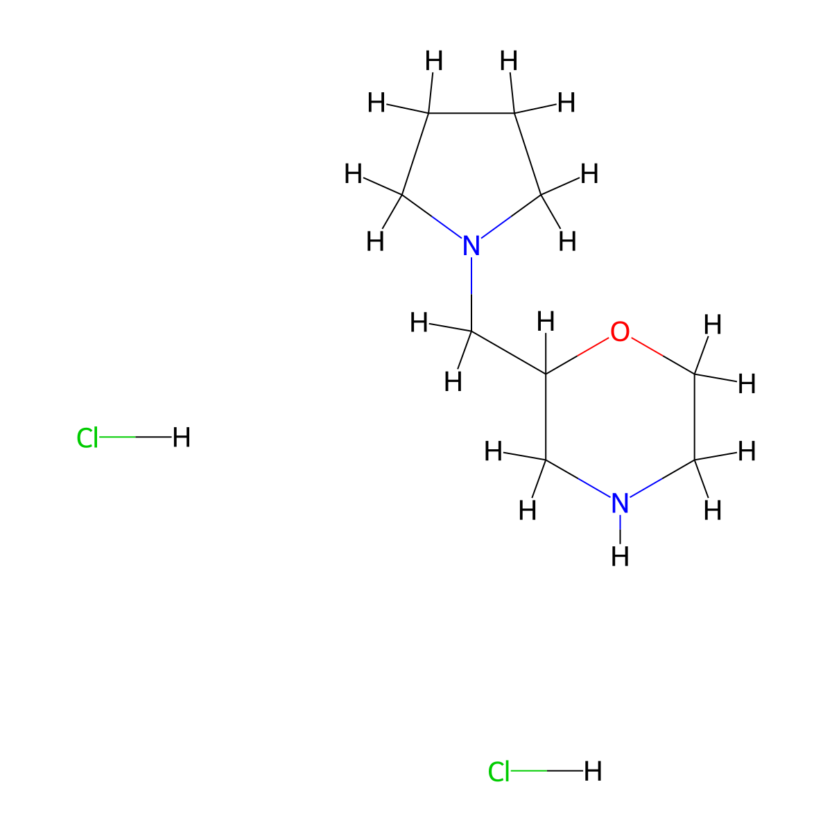 2-(Pyrrolidin-1-ylmethyl)morpholine dihydrochloride molecular structure, CAS 1187929-46-9