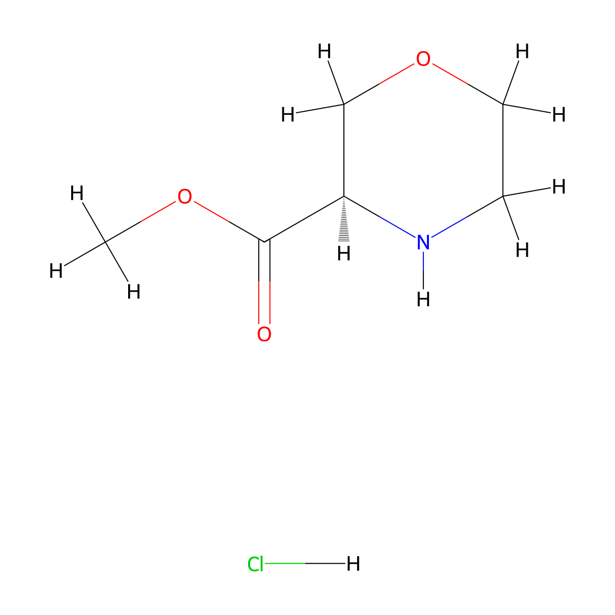 (R)-methyl morpholine-3-carboxylate hydrochloride molecular structure, CAS 1187929-55-0
