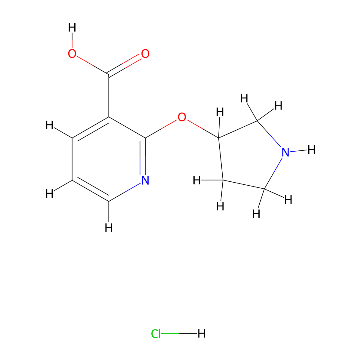 2-(Pyrrolidin-3-yloxy)nicotinic acid hydrochloride molecular structure, CAS 1187929-94-7