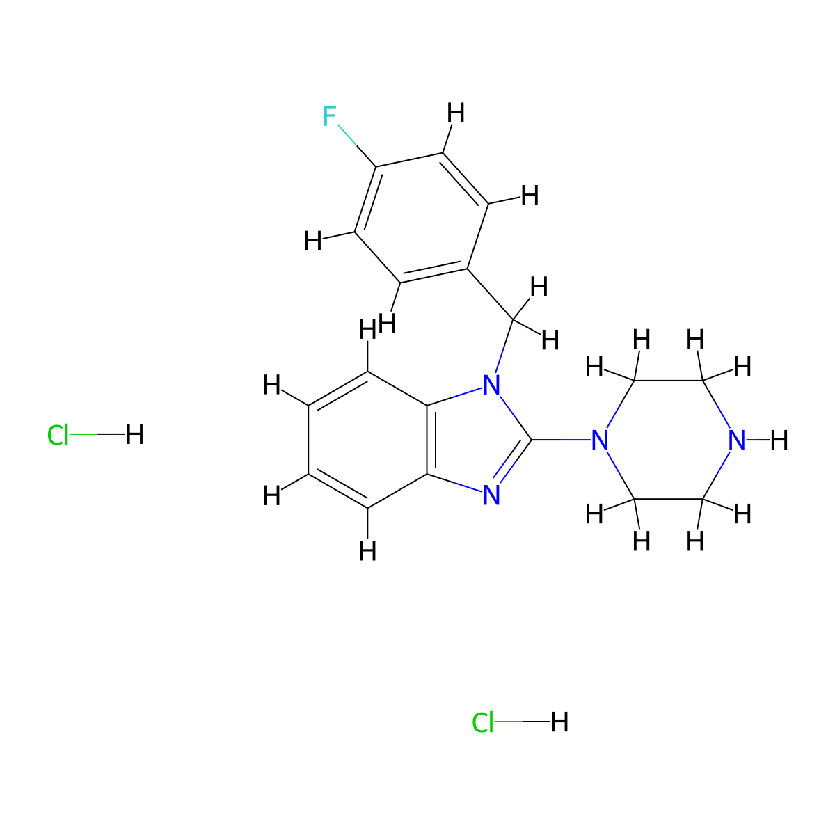 1-(4-Fluoro-benzyl)-2-piperazin-1-YL-1H-benzoimidazole dihydrochloride molecular structure, CAS 1187930-00-2