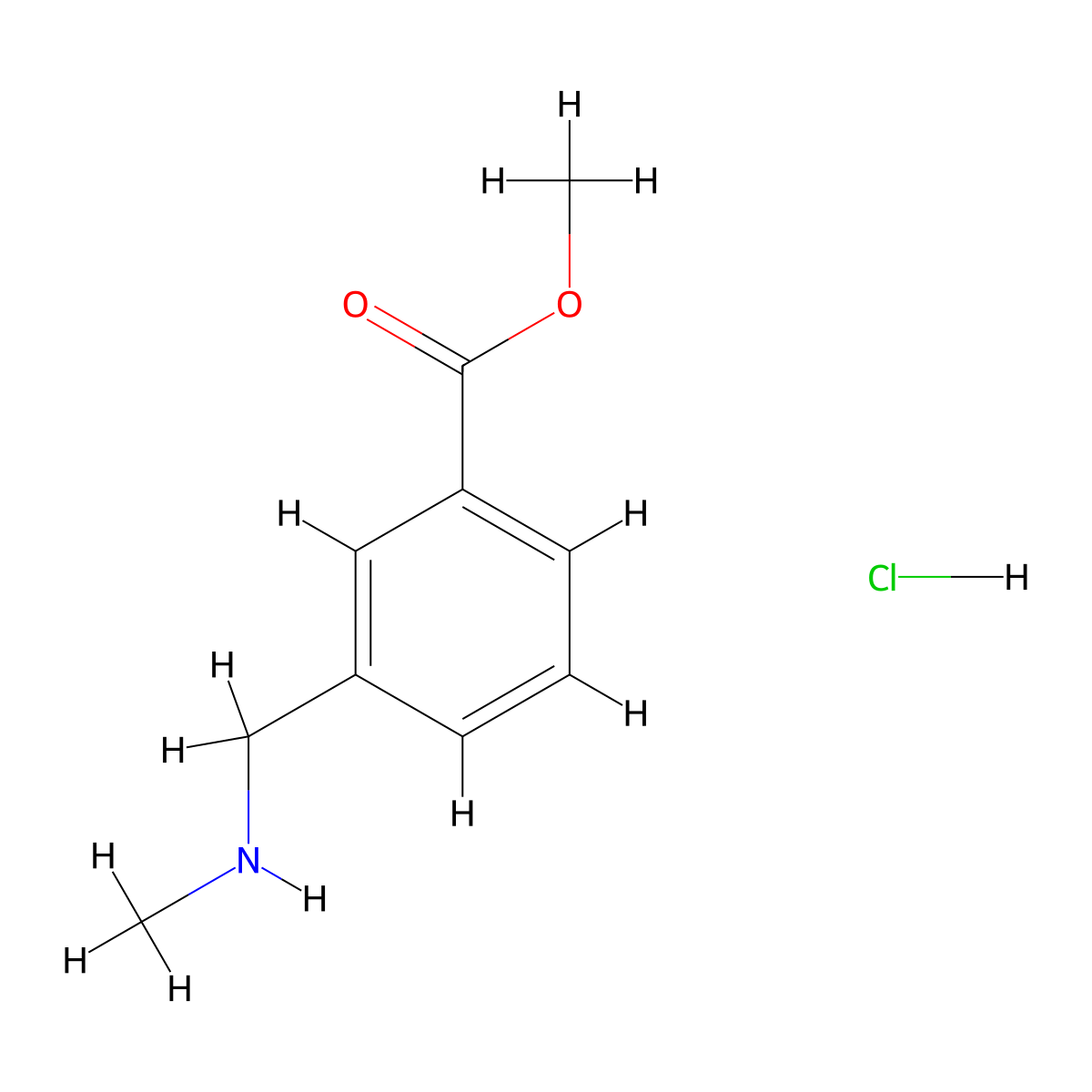 Methyl 3-((methylamino)methyl)benzoate hydrochloride molecular structure, CAS 1187930-01-3