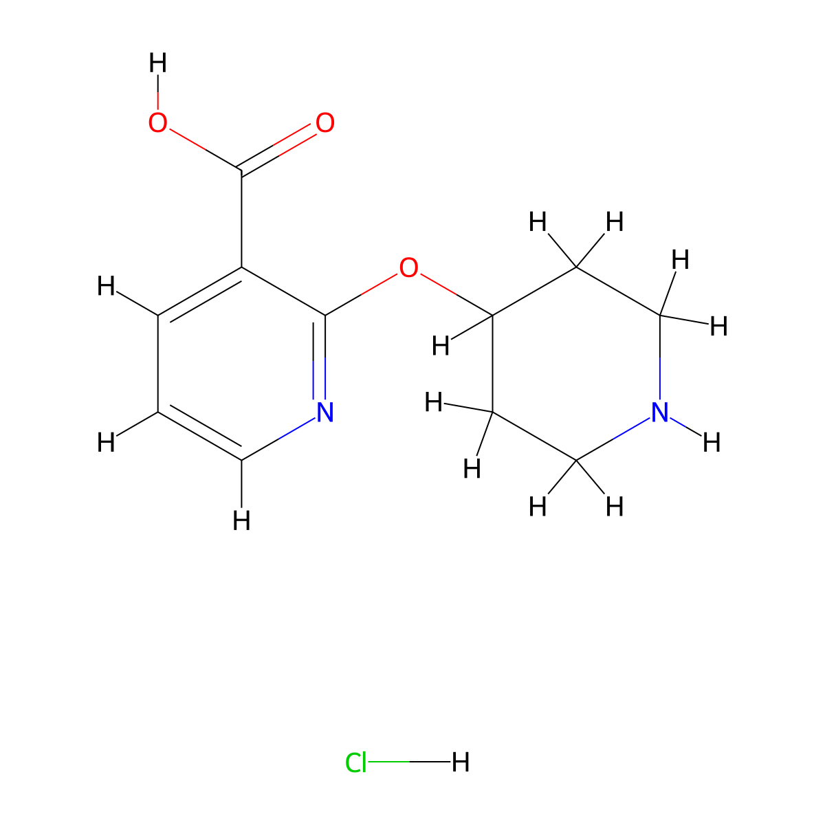 2-(Piperidin-4-yloxy)nicotinic acid hydrochloride molecular structure, CAS 1187930-03-5