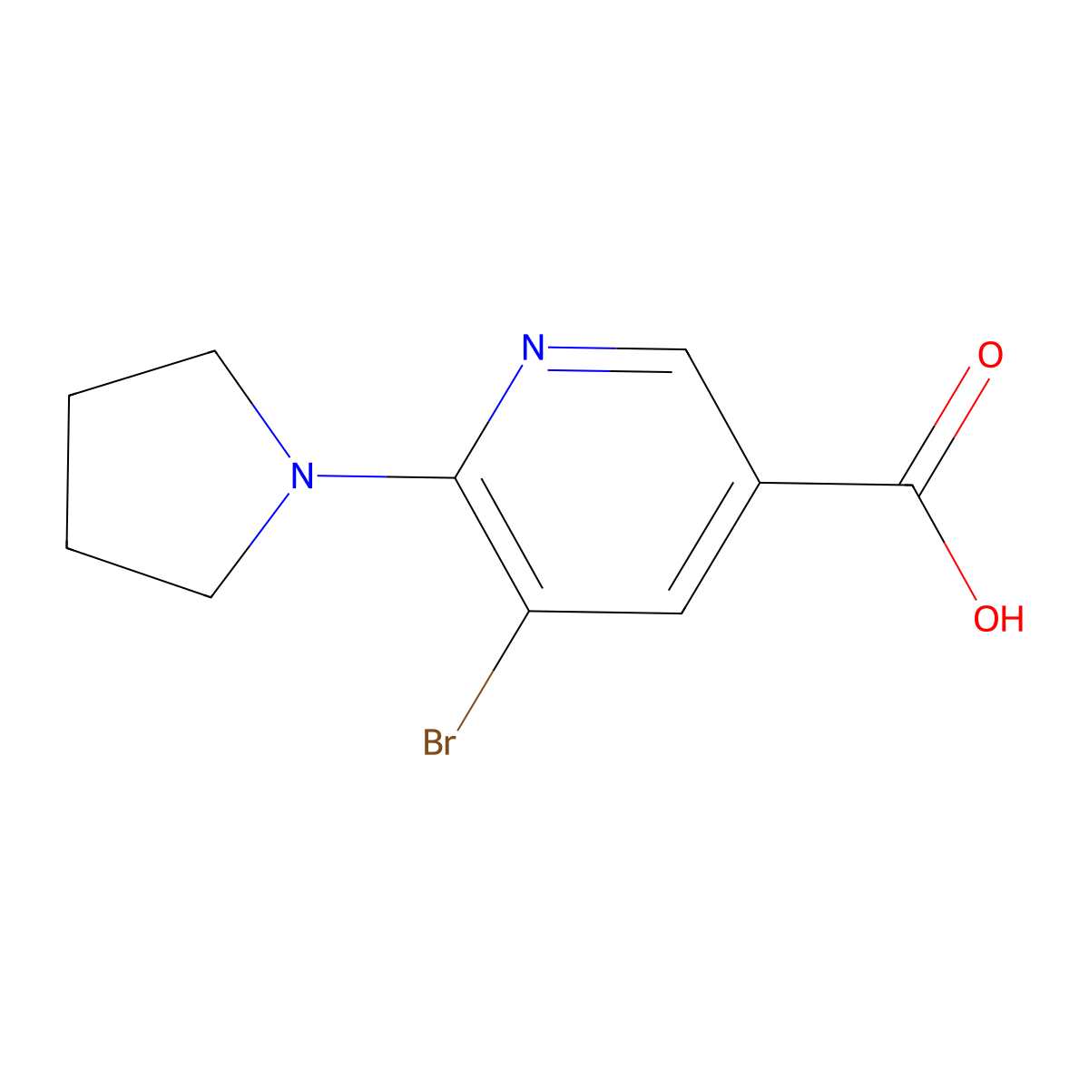 5-Bromo-6-pyrrolidin-1-YL-nicotinic acid molecular structure, CAS 1187930-16-0