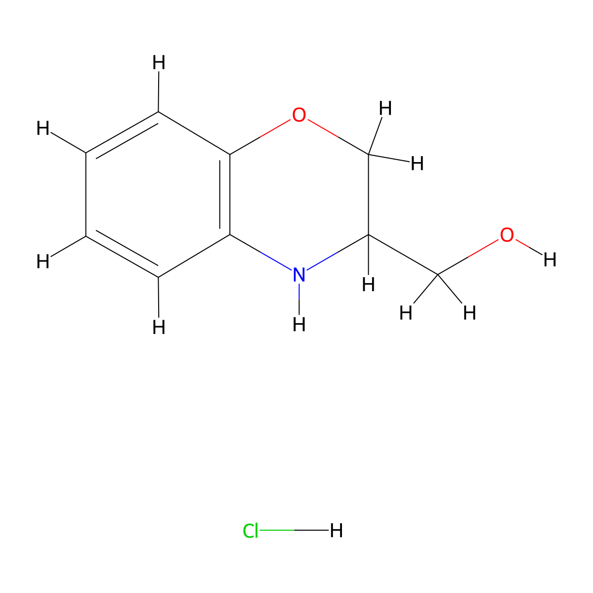 (3,4-Dihydro-2H-benzo[b][1,4]oxazin-3-yl)methanol hydrochloride molecular structure, CAS 1187930-20-6